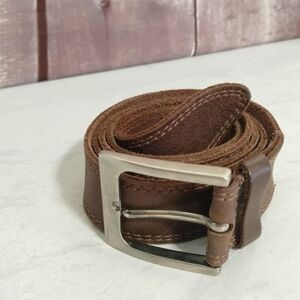 Hide & Drink H&D Men's Brown Soft Leather Belt Silver Buckle Sz L/XL 50" Work